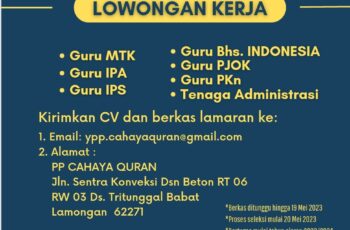 Lowongan Guru SMP Cahaya Quran Babat